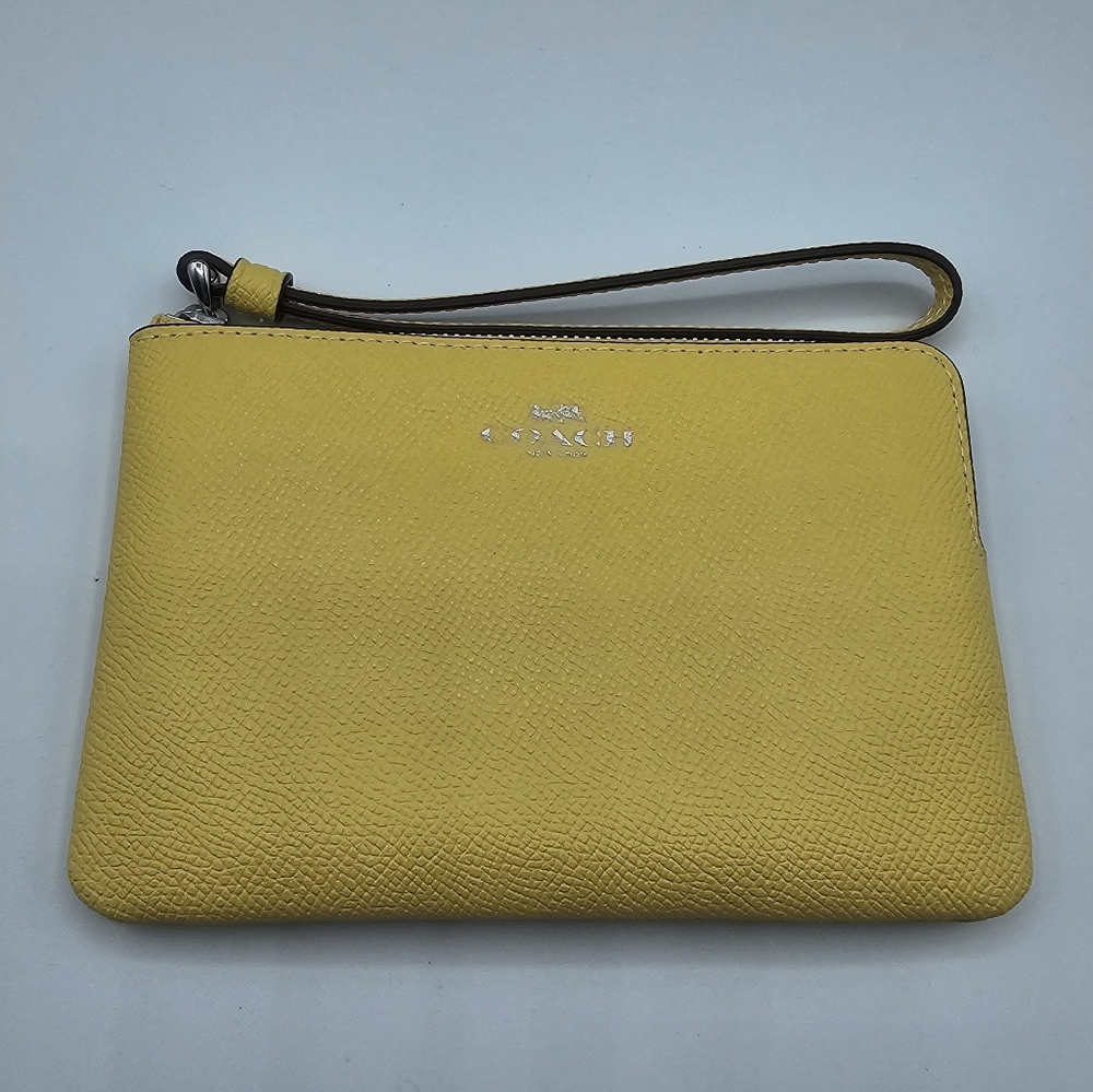 Coach Retro Yellow Corner Zip Wristlet